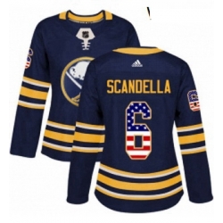 Womens Adidas Buffalo Sabres 6 Marco Scandella Authentic Navy Blue USA Flag Fashion NHL Jersey 