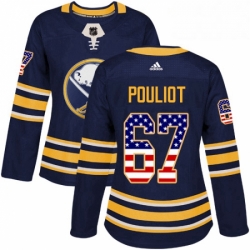 Womens Adidas Buffalo Sabres 67 Benoit Pouliot Authentic Navy Blue USA Flag Fashion NHL Jersey 