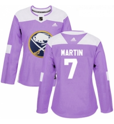 Womens Adidas Buffalo Sabres 7 Rick Martin Authentic Purple Fights Cancer Practice NHL Jersey 