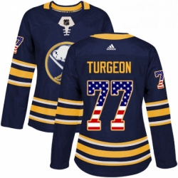 Womens Adidas Buffalo Sabres 77 Pierre Turgeon Authentic Navy Blue USA Flag Fashion NHL Jersey 