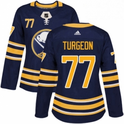 Womens Adidas Buffalo Sabres 77 Pierre Turgeon Premier Navy Blue Home NHL Jersey 