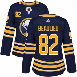 Womens Adidas Buffalo Sabres 82 Nathan Beaulieu Authentic Navy Blue Home NHL Jersey 