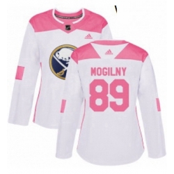 Womens Adidas Buffalo Sabres 89 Alexander Mogilny Authentic WhitePink Fashion NHL Jersey 