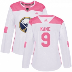 Womens Adidas Buffalo Sabres 9 Evander Kane Authentic WhitePink Fashion NHL Jersey 