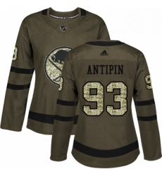 Womens Adidas Buffalo Sabres 93 Victor Antipin Authentic Green Salute to Service NHL Jersey 