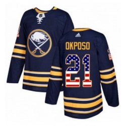 Youth Adidas Buffalo Sabres 21 Kyle Okposo Authentic Navy Blue USA Flag Fashion NHL Jersey 
