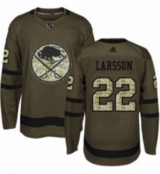 Youth Adidas Buffalo Sabres 22 Johan Larsson Authentic Green Salute to Service NHL Jersey 