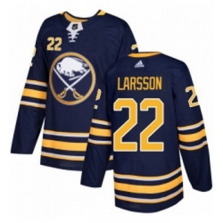 Youth Adidas Buffalo Sabres 22 Johan Larsson Authentic Navy Blue Home NHL Jersey 