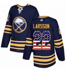 Youth Adidas Buffalo Sabres 22 Johan Larsson Authentic Navy Blue USA Flag Fashion NHL Jersey 