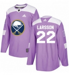 Youth Adidas Buffalo Sabres 22 Johan Larsson Authentic Purple Fights Cancer Practice NHL Jersey 