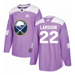 Youth Adidas Buffalo Sabres 22 Johan Larsson Authentic Purple Fights Cancer Practice NHL Jersey 