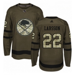 Youth Adidas Buffalo Sabres 22 Johan Larsson Premier Green Salute to Service NHL Jersey 