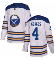 Youth Adidas Buffalo Sabres 4 Josh Gorges Authentic White 2018 Winter Classic NHL Jersey 