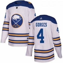 Youth Adidas Buffalo Sabres 4 Josh Gorges Authentic White 2018 Winter Classic NHL Jersey 