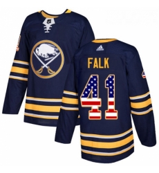 Youth Adidas Buffalo Sabres 41 Justin Falk Authentic Navy Blue USA Flag Fashion NHL Jersey 