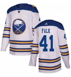 Youth Adidas Buffalo Sabres 41 Justin Falk Authentic White 2018 Winter Classic NHL Jersey 