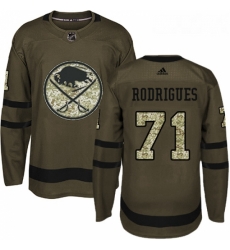 Youth Adidas Buffalo Sabres 71 Evan Rodrigues Authentic Green Salute to Service NHL Jersey 