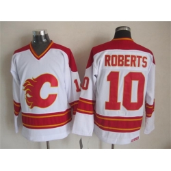 Calgary Flames #10 Gary Roberts White CCM Throwback Stitched NHL Jersey
