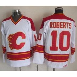 Calgary Flames  #10 Gary Roberts White CCM Throwback Stitched NHL Jersey