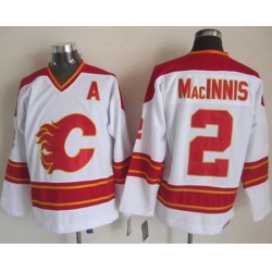 Calgary Flames #2 Al MacInnis White CCM Throwback Stitched NHL Jersey