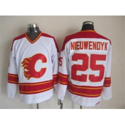 Calgary Flames #25 Joe Nieuwendyk White CCM Throwback Stitched NHL Jersey