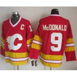 Calgary Flames  #9 Lanny McDonald Red CCM Throwback Stitched NHL Jersey