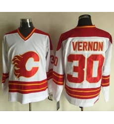 Flames #30 Mike Vernon White CCM Throwback Stitched NHL Jersey