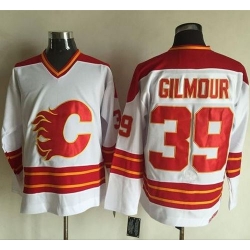 Flames #39 Doug Gilmour White CCM Throwback Stitched NHL Jersey