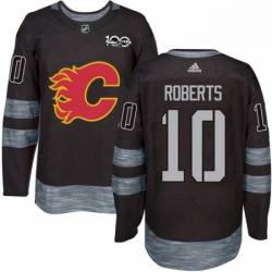Mens Adidas Calgary Flames 10 Gary Roberts Authentic Black 1917 2017 100th Anniversary NHL Jersey 