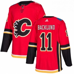 Mens Adidas Calgary Flames 11 Mikael Backlund Authentic Red Home NHL Jersey 