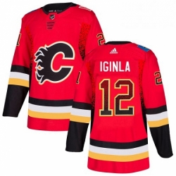 Mens Adidas Calgary Flames 12 Jarome Iginla Authentic Red Drift Fashion NHL Jersey 