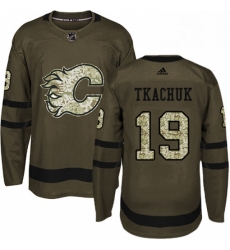 Mens Adidas Calgary Flames 19 Matthew Tkachuk Premier Green Salute to Service NHL Jersey 