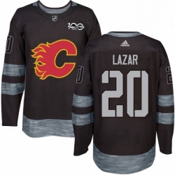 Mens Adidas Calgary Flames 20 Curtis Lazar Authentic Black 1917 2017 100th Anniversary NHL Jersey 