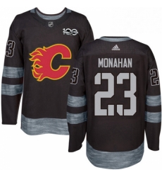 Mens Adidas Calgary Flames 23 Sean Monahan Authentic Black 1917 2017 100th Anniversary NHL Jersey 