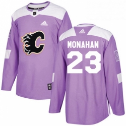 Mens Adidas Calgary Flames 23 Sean Monahan Authentic Purple Fights Cancer Practice NHL Jersey 