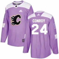 Mens Adidas Calgary Flames 24 Craig Conroy Authentic Purple Fights Cancer Practice NHL Jersey 