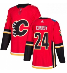 Mens Adidas Calgary Flames 24 Craig Conroy Authentic Red Home NHL Jersey 