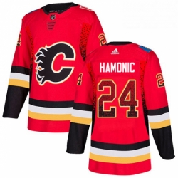 Mens Adidas Calgary Flames 24 Travis Hamonic Authentic Red Drift Fashion NHL Jersey 