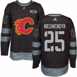 Mens Adidas Calgary Flames 25 Joe Nieuwendyk Authentic Black 1917 2017 100th Anniversary NHL Jersey 