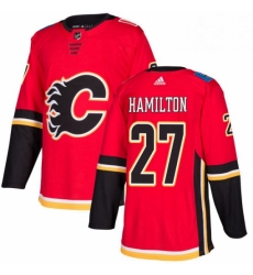 Mens Adidas Calgary Flames 27 Dougie Hamilton Authentic Red Home NHL Jersey 