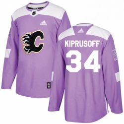 Mens Adidas Calgary Flames 34 Miikka Kiprusoff Authentic Purple Fights Cancer Practice NHL Jersey 