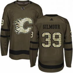 Mens Adidas Calgary Flames 39 Doug Gilmour Authentic Green Salute to Service NHL Jersey 