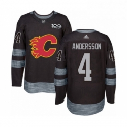 Mens Adidas Calgary Flames 4 Rasmus Andersson Authentic Black 1917 2017 100th Anniversary NHL Jersey 