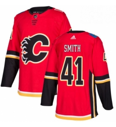 Mens Adidas Calgary Flames 41 Mike Smith Authentic Red Home NHL Jersey 
