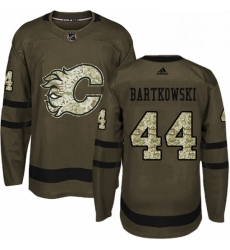 Mens Adidas Calgary Flames 44 Matt Bartkowski Authentic Green Salute to Service NHL Jersey 