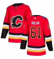 Mens Adidas Calgary Flames 61 Brett Kulak Authentic Red Drift Fashion NHL Jersey 