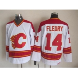 NHL Calgary Flames #14 Theoren Fleury White CCM Throwback Jerseys