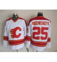 NHL Calgary Flames #25 Joe Nieuwendyk White CCM Throwback Jerseys