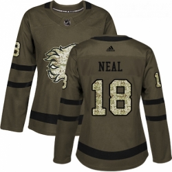 Womens Adidas Calgary Flames 18 James Neal Green Salute to Service Stitched NHL Jersey 
