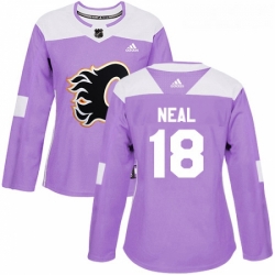 Womens Adidas Calgary Flames 18 James Neal Purple Authentic Fights Cancer Stitched NHL Jersey 